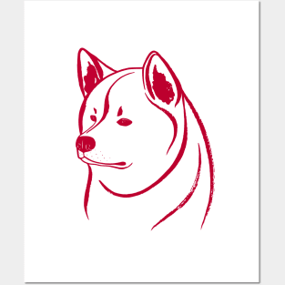 Akita Inu (White and Red) Posters and Art